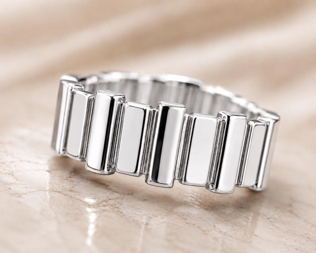925 Sterling Silver High Polish Statement Ring Modern Gold Band Luxury Handmade Ring high polish finish