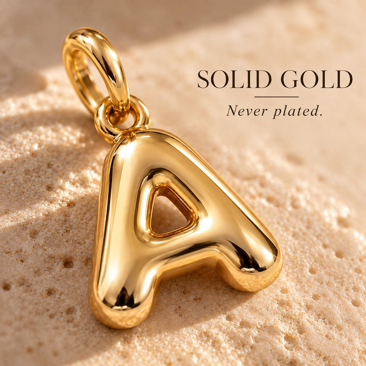 Initial Pendant Tiny Bubble Pendant Necklace Solid Gold