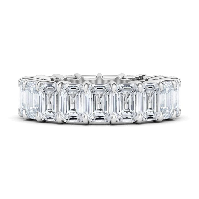 Emerald Cut Lab Diamond Band Basket Setting