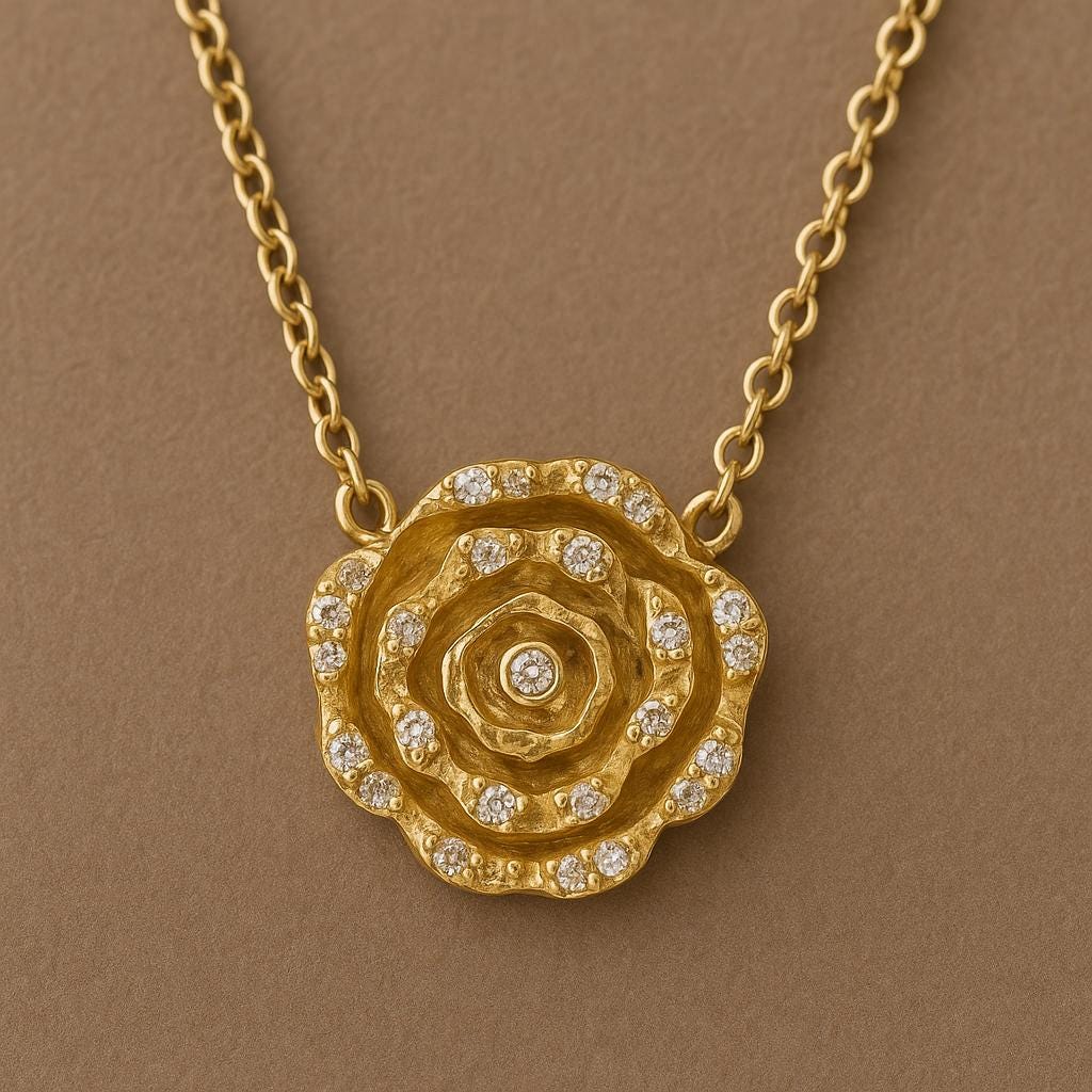 Birth Flower Necklace 14k Rose Gold Luxe Floral Jewelry Anniversary Gift for Wife Girlfriend Valentine Elegant Delicate