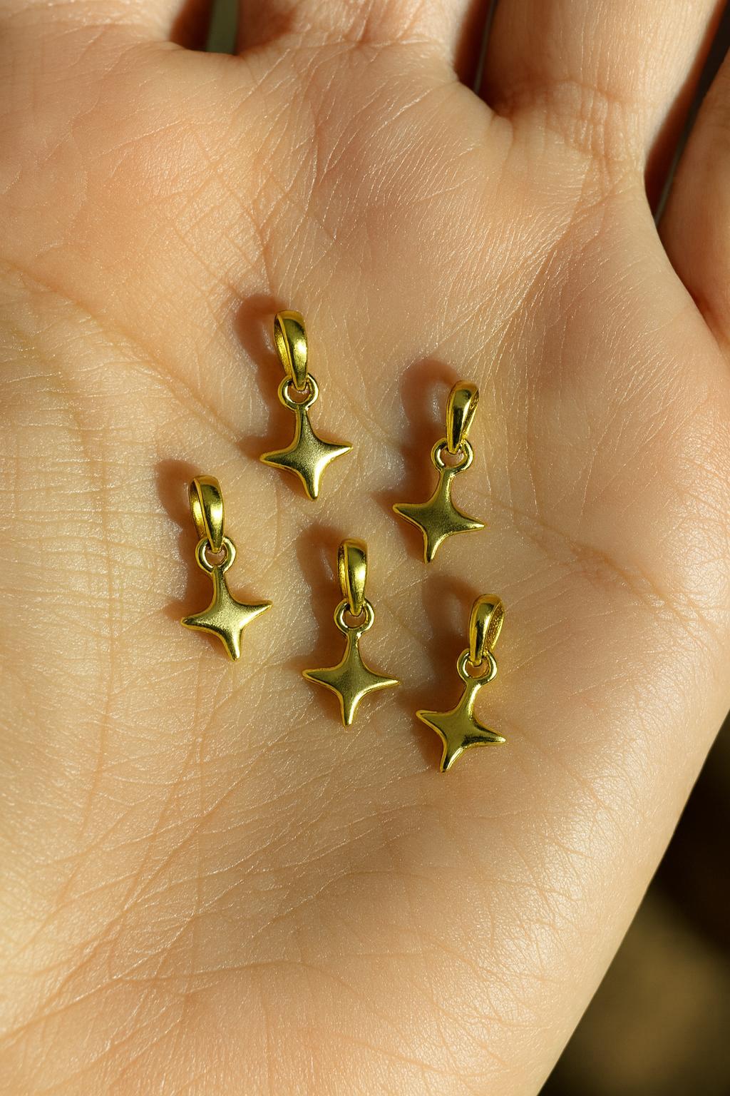 Dainty North Star Pendant Tiny Gold Sterling Silver Celestial Pendant Minimalist Handmade Gift