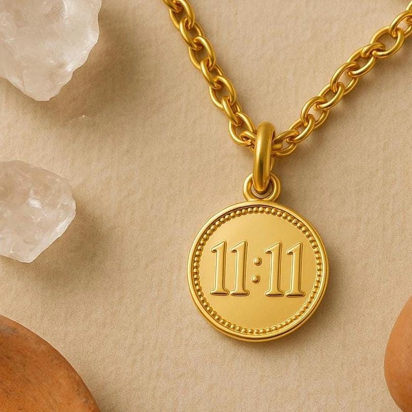 Angel Number Coin Pendant Spiritual Jewelry Necklace Charm Guardian Protection Amulet Gift