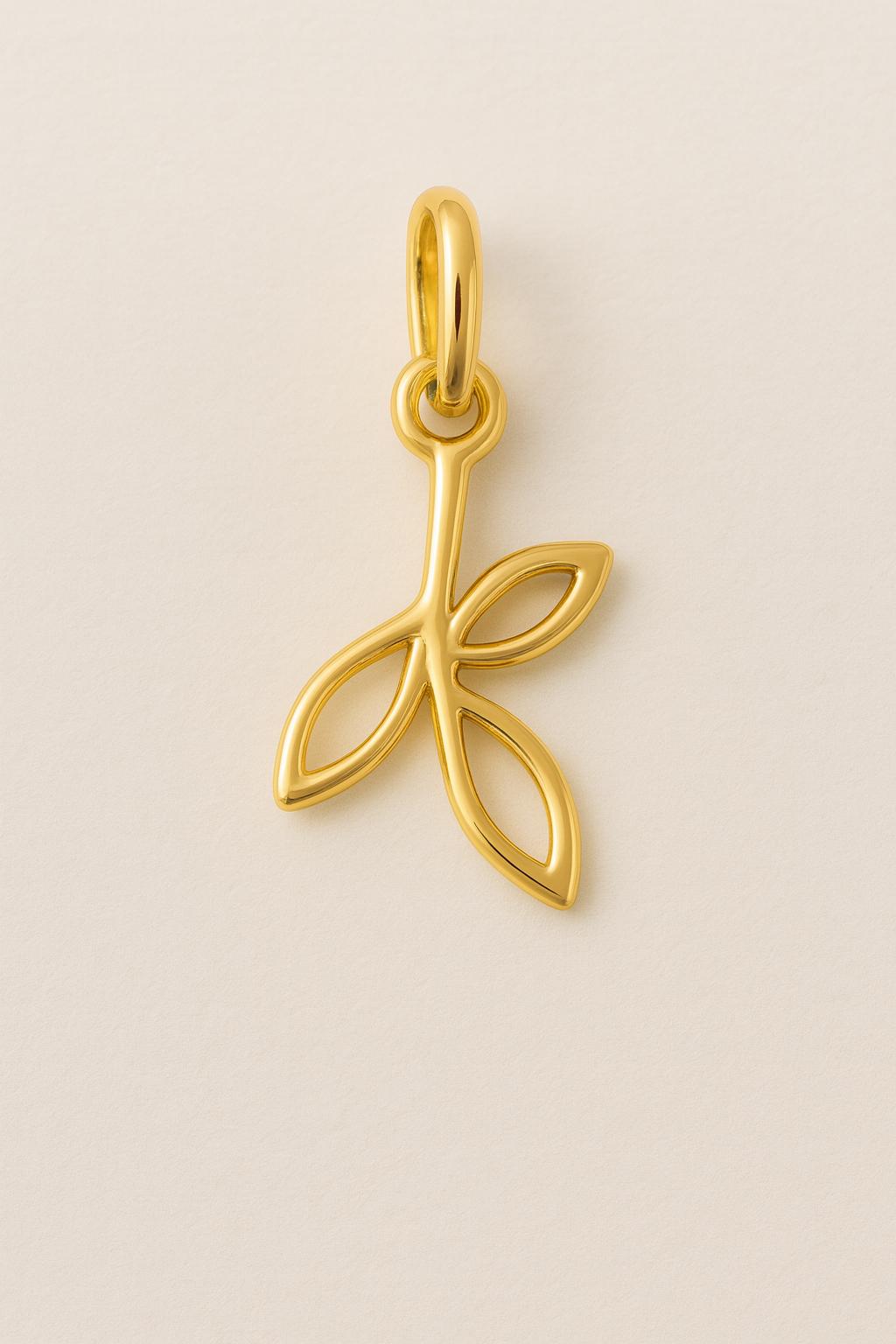 14k Gold Dainty Olive Branch Minimalist Add On Charm Tiny Solid Jewelry Build Your Own Pendant Gift Women