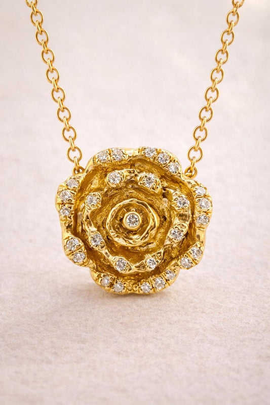 Birth Flower Necklace 14k Rose Gold Luxe Floral Jewelry Anniversary Gift for Wife Girlfriend Valentine Elegant Delicate