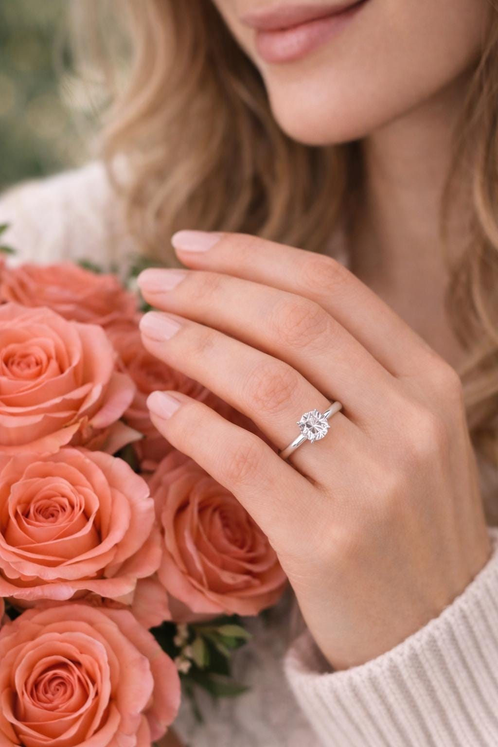 Classic Round Lab Grown Diamond Solitaire Engagement Ring 1ct to 2.5ct Bridal Wedding Minimal Modern