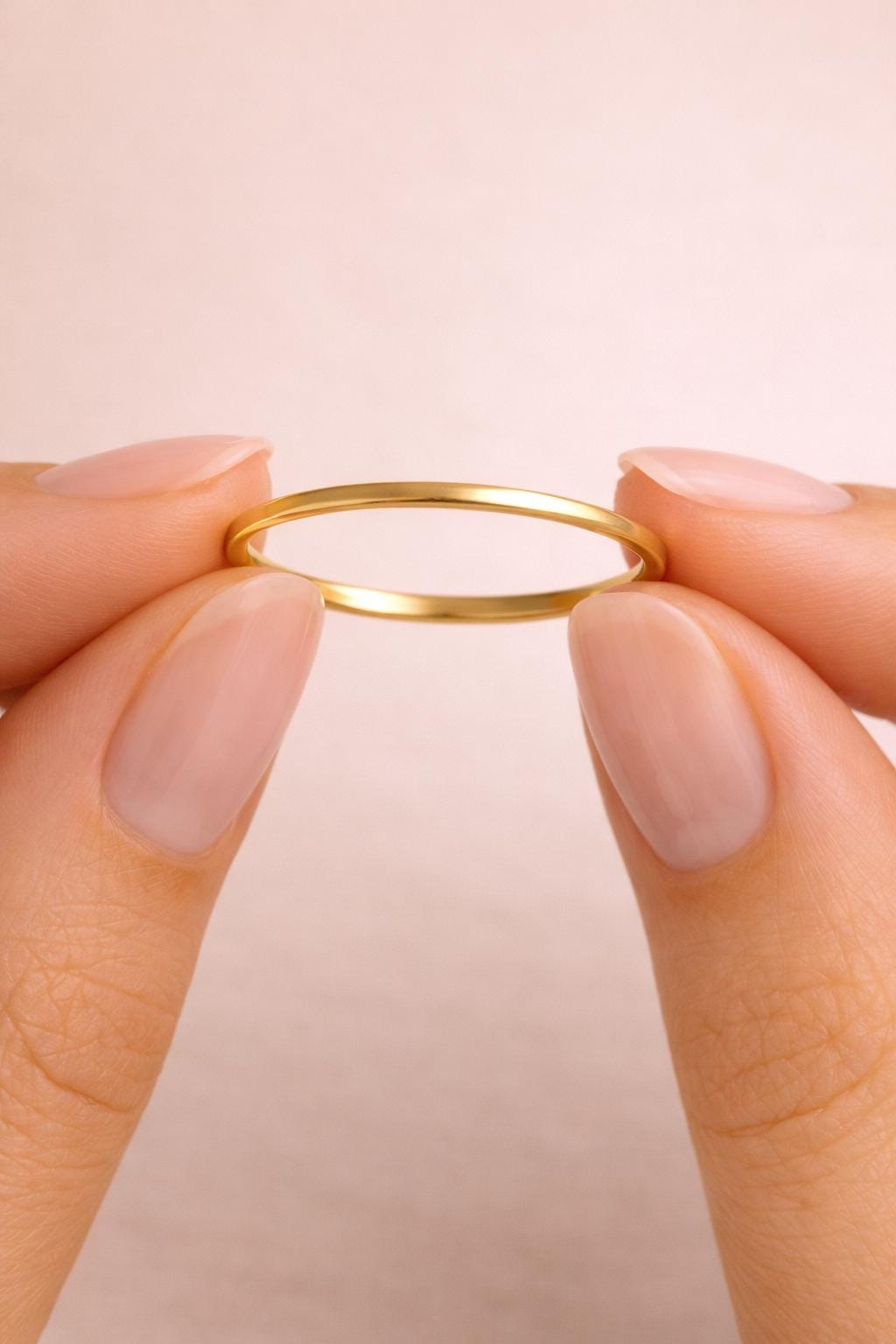 14K Solid Gold Stacking Ring Dainty Minimalist Band Thin Everyday Ring for Women