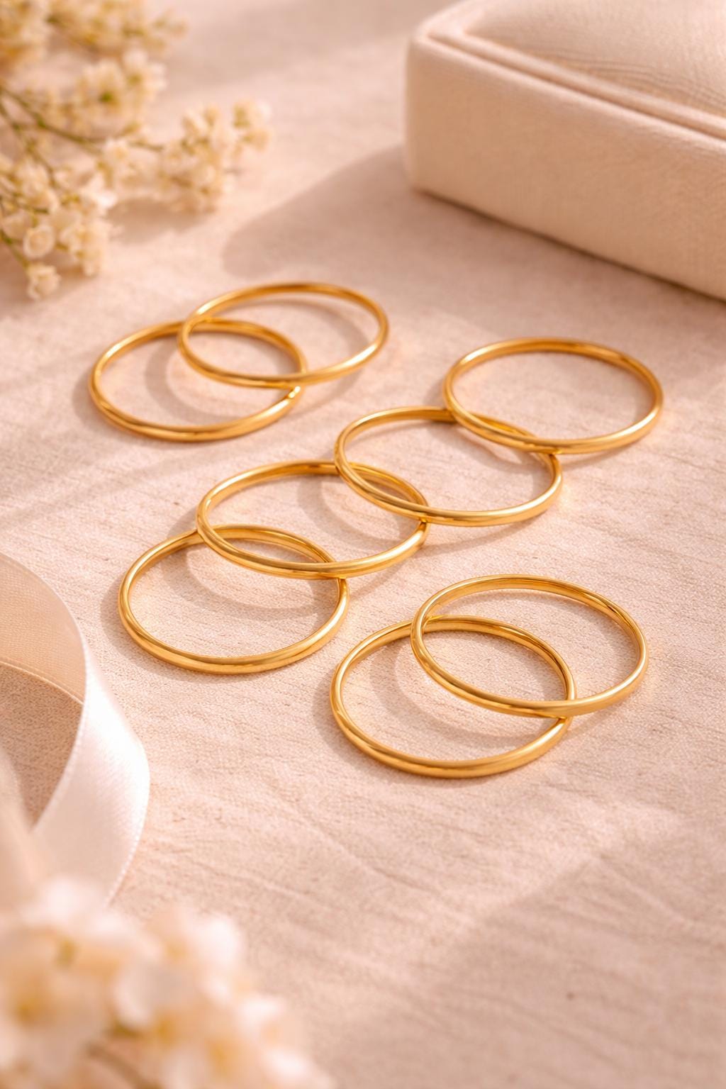14K Solid Gold Stacking Ring Dainty Minimalist Band Thin Everyday Ring for Women