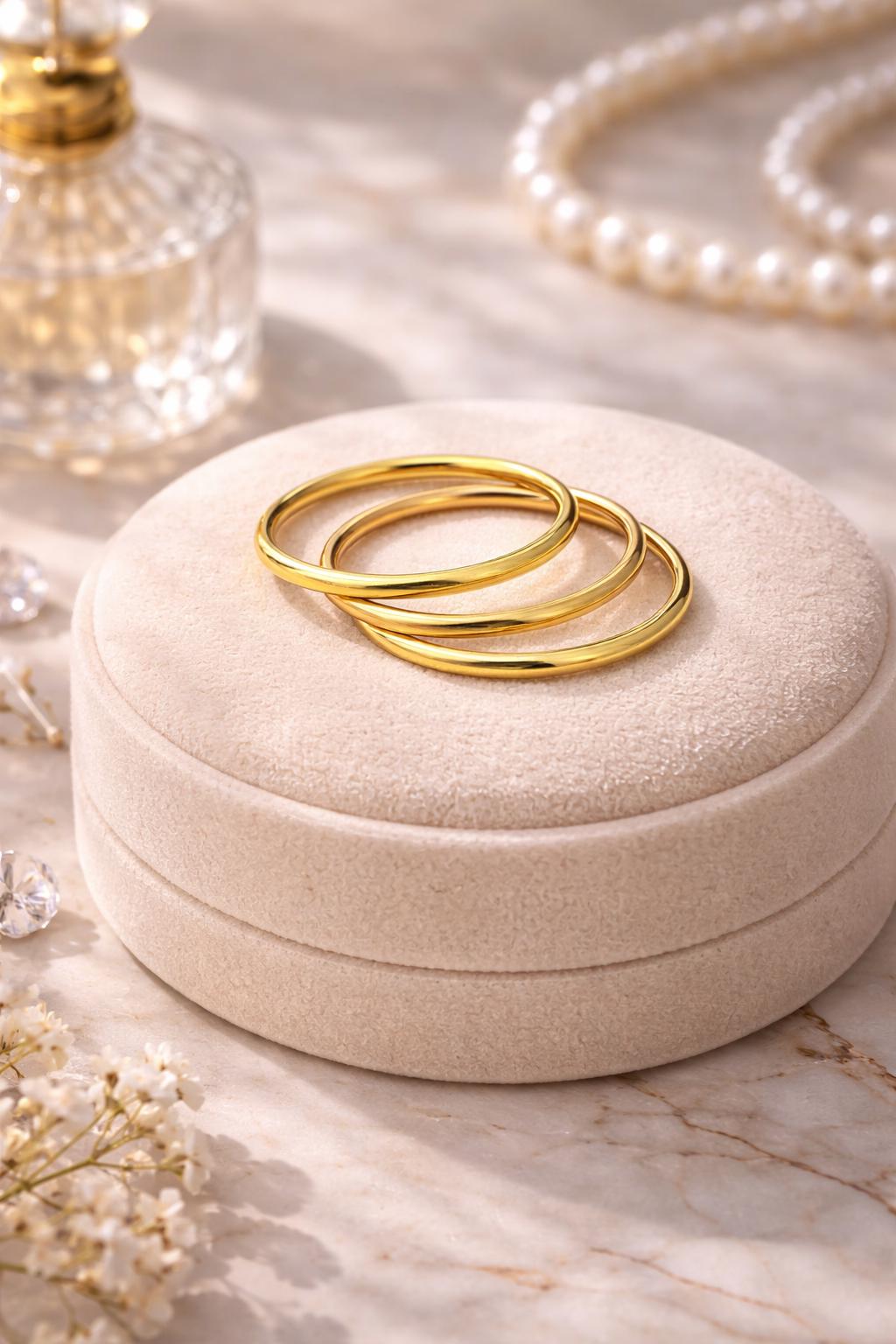 14K Solid Gold Stacking Ring Dainty Minimalist Band Thin Everyday Ring for Women