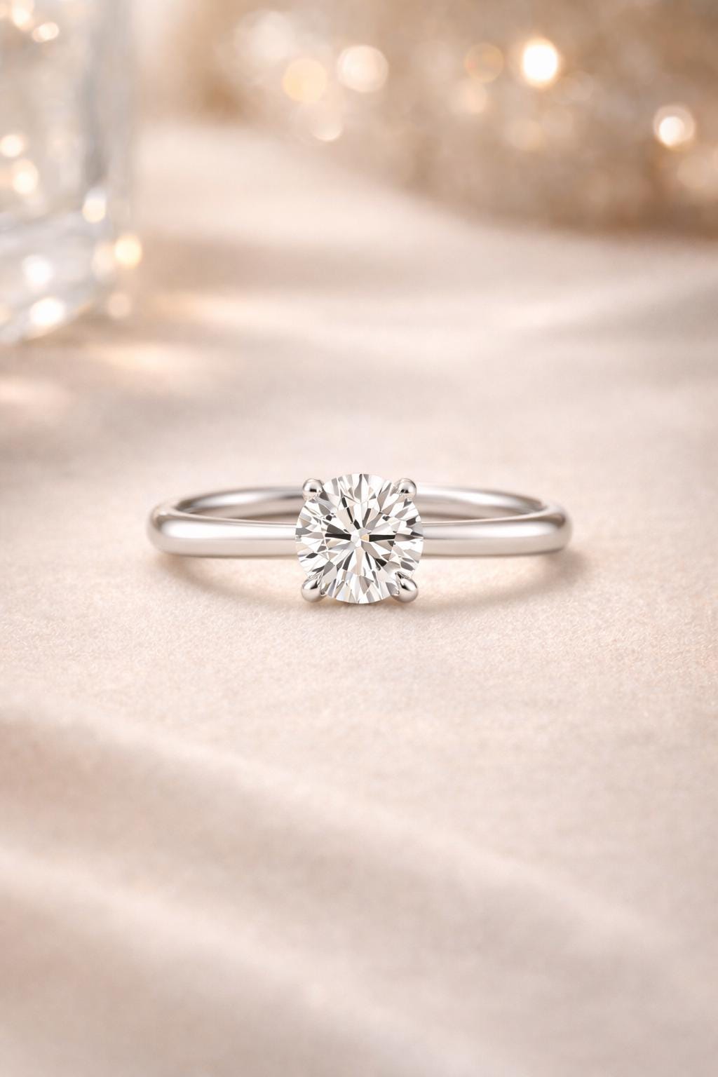Classic Round Lab Grown Diamond Solitaire Engagement Ring 1ct to 2.5ct Bridal Wedding Minimal Modern