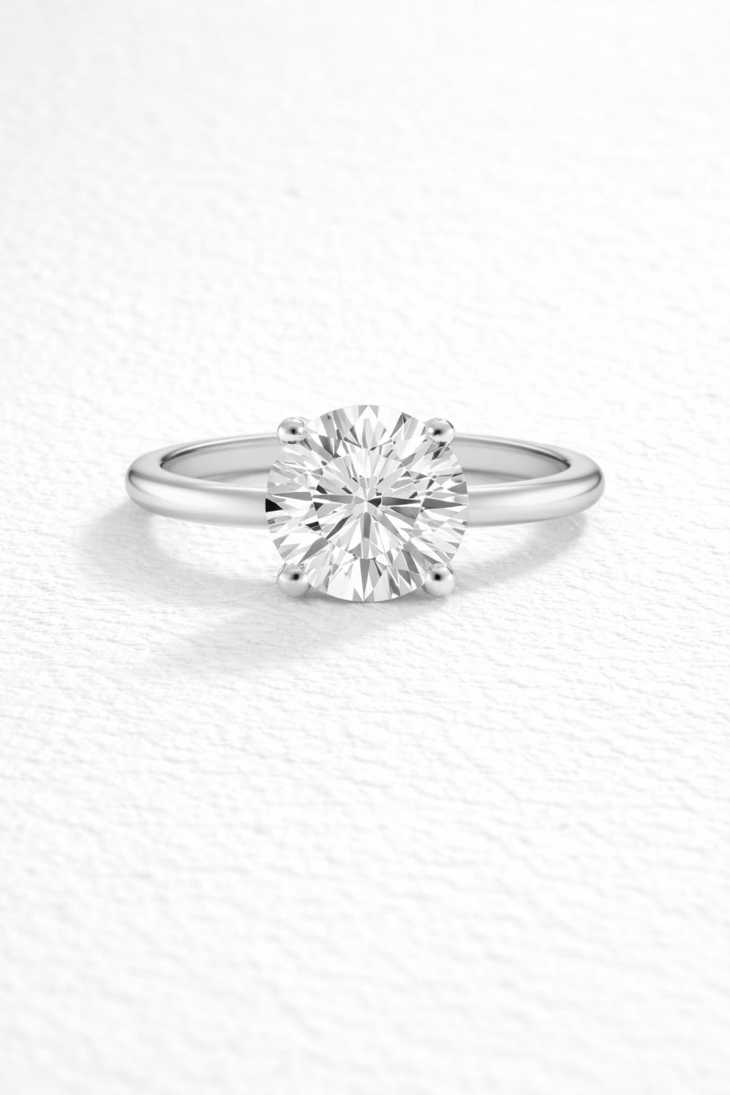 Classic Round Lab Grown Diamond Solitaire Engagement Ring 1ct to 2.5ct Bridal Wedding Minimal Modern