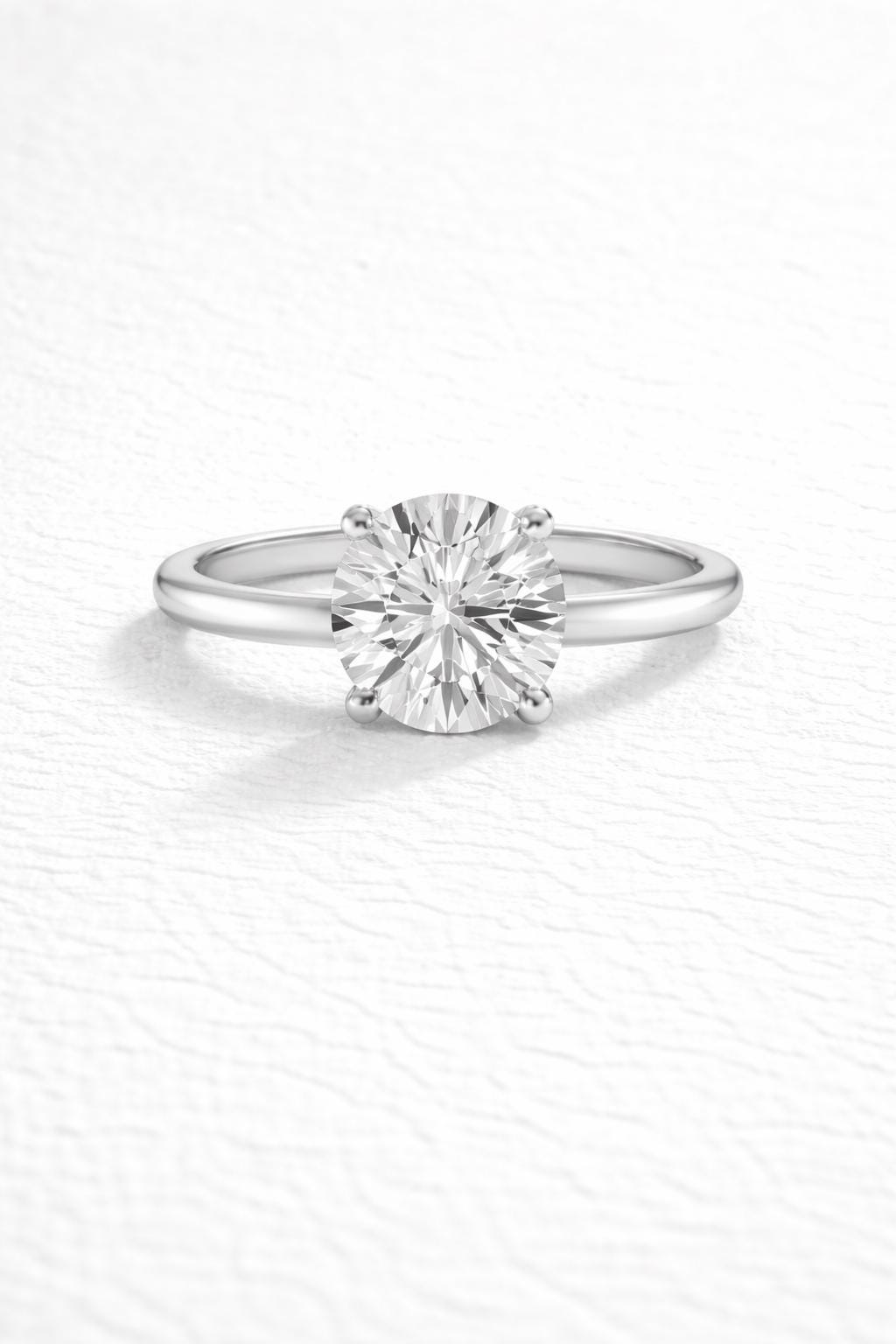 Classic Round Lab Grown Diamond Solitaire Engagement Ring 1ct to 2.5ct Bridal Wedding Minimal Modern