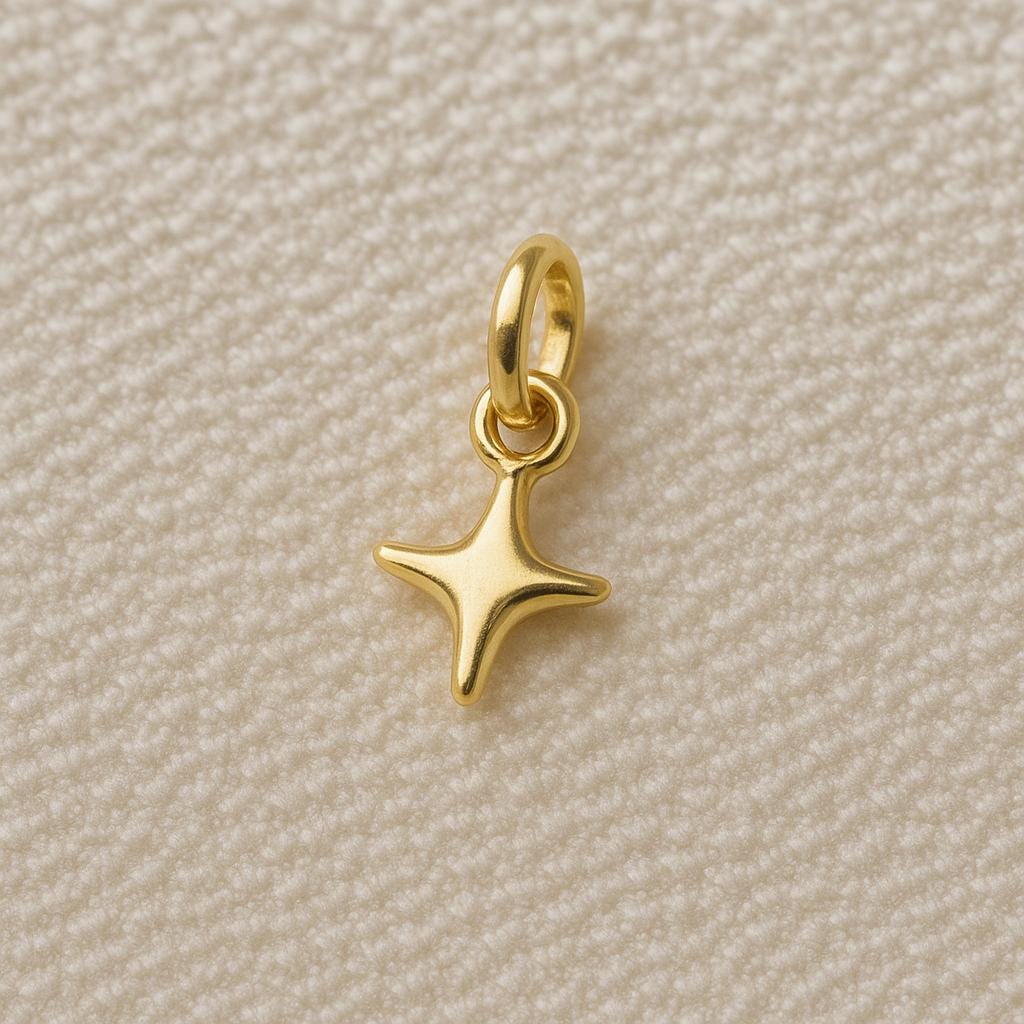 Dainty North Star Pendant Tiny Gold Sterling Silver Celestial Pendant Minimalist Handmade Gift