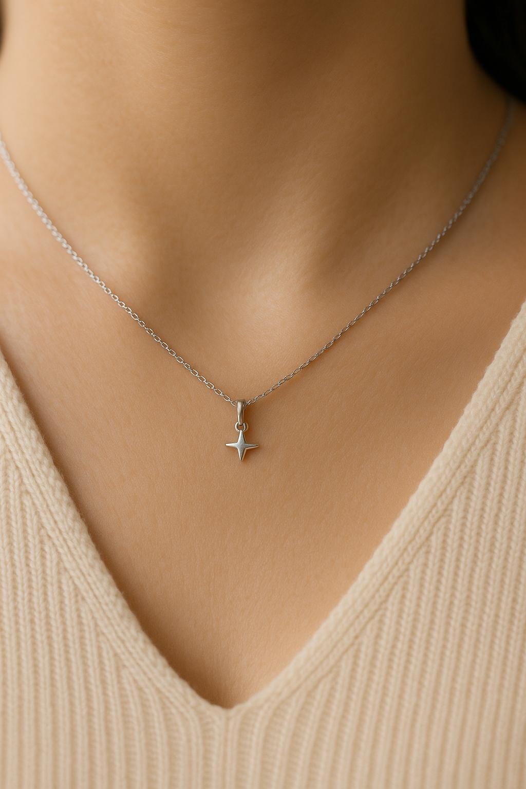 Dainty North Star Pendant Tiny Gold Sterling Silver Celestial Pendant Minimalist Handmade Gift