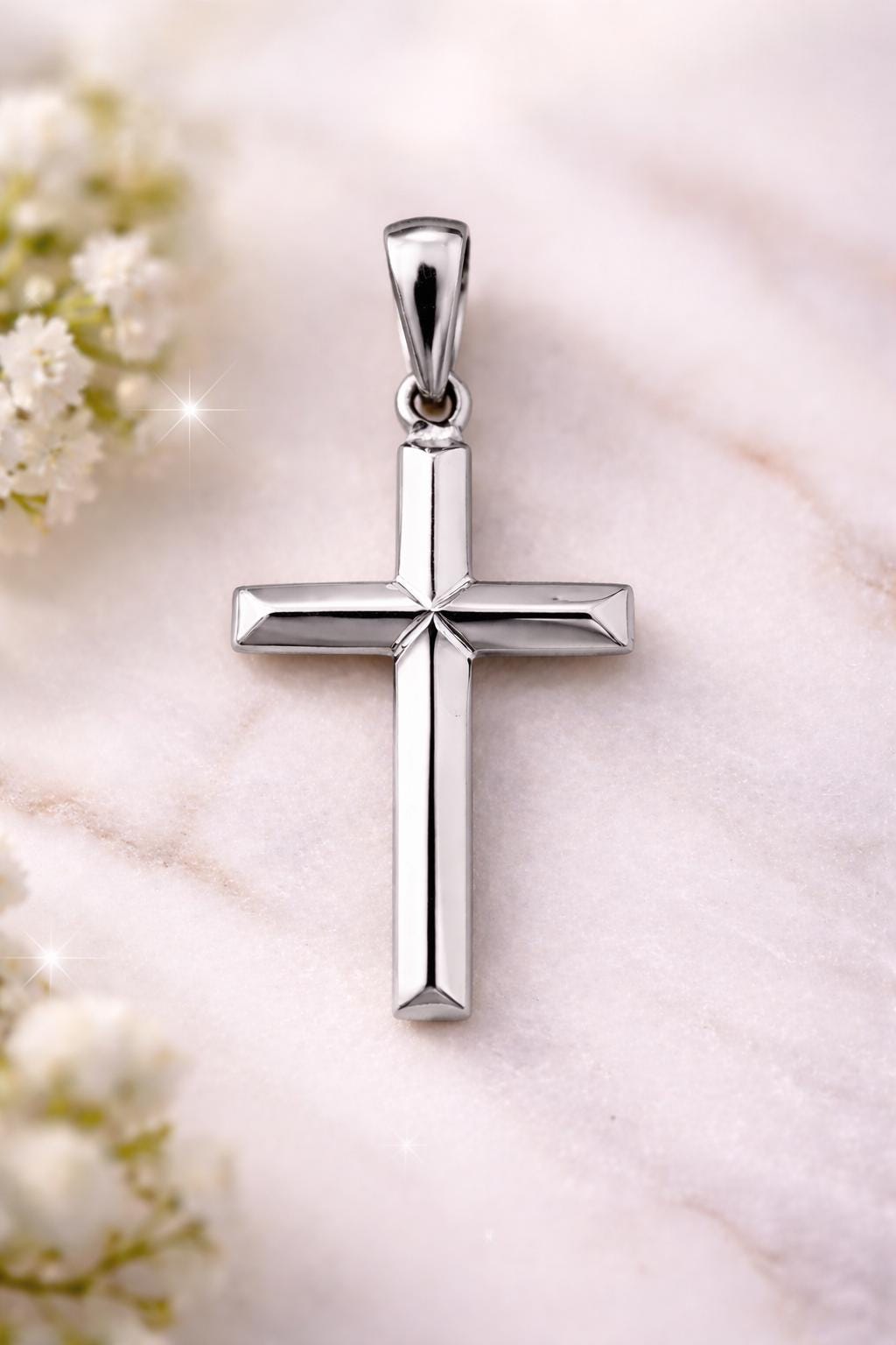 Small Gold Cross Pendant Delicate Religious Jewelry Christian Necklace Charm Faith Gift Minimalist Knife Edge