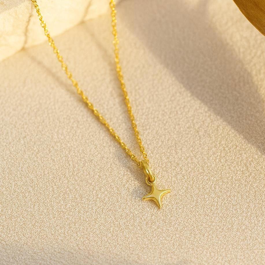 Dainty North Star Pendant Tiny Gold Sterling Silver Celestial Pendant Minimalist Handmade Gift