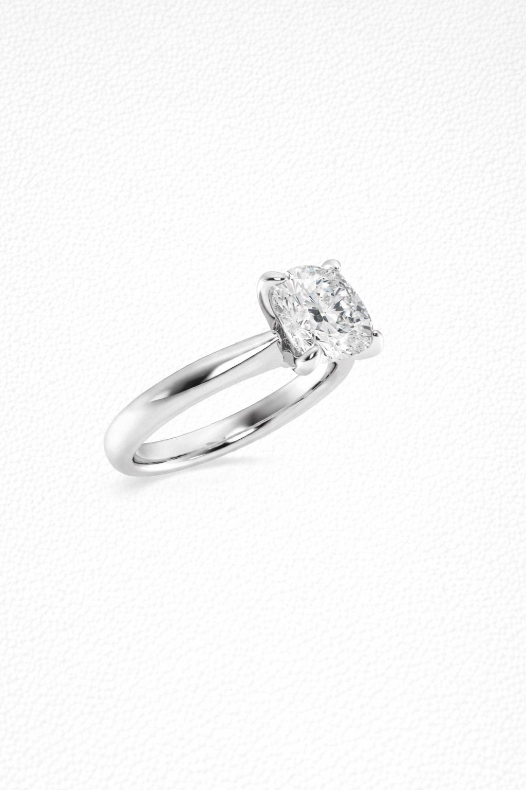 Classic Cushion Lab Grown Diamond Solitaire Engagement Ring 1ct to 2.5ct Bridal Wedding Minimal Modern