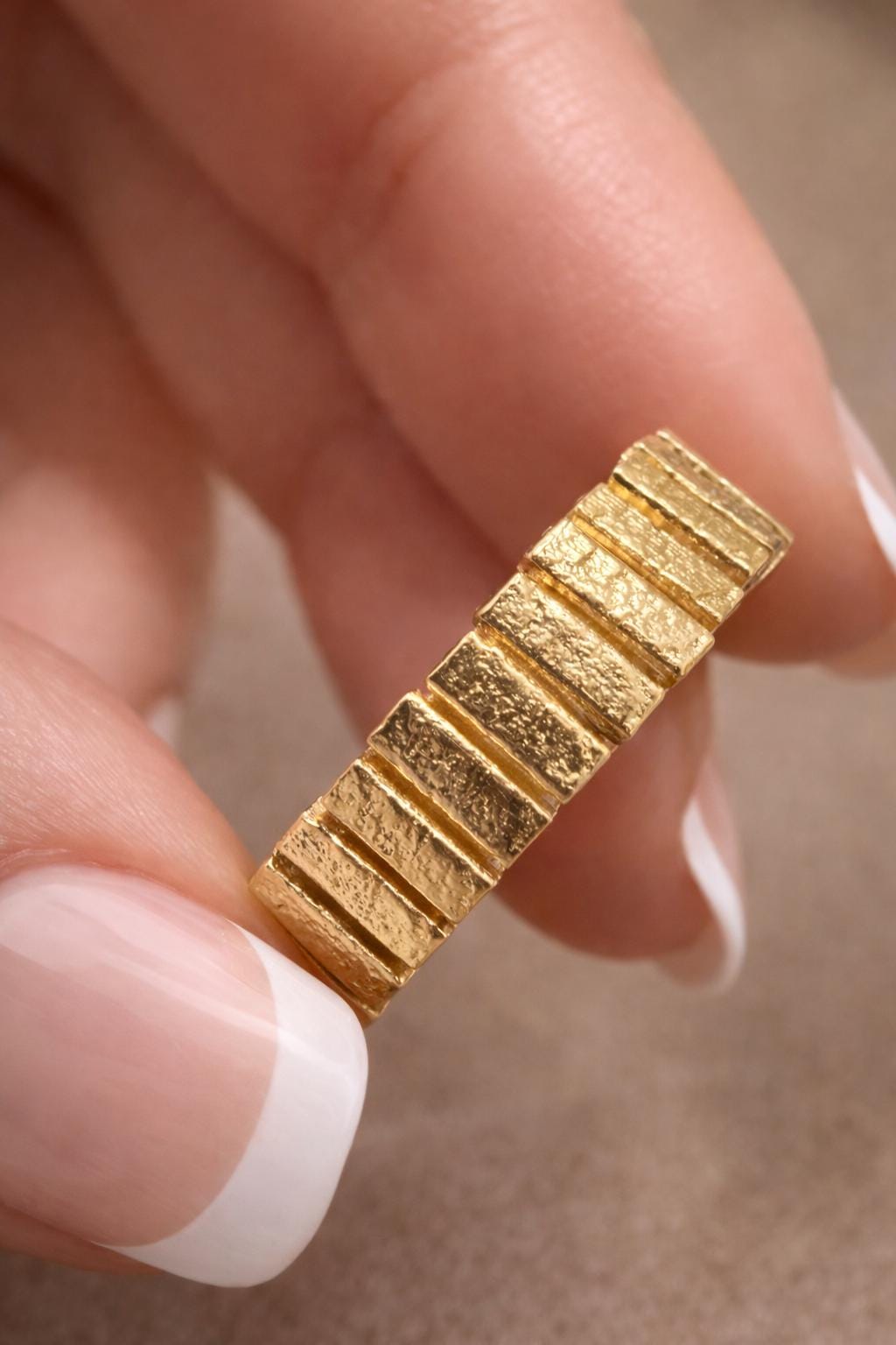14k Solid Gold Statement Ring Anniversary Band Gift Wife Birthday Valentine Artisan Textured Chunky Yellow Gold Modern