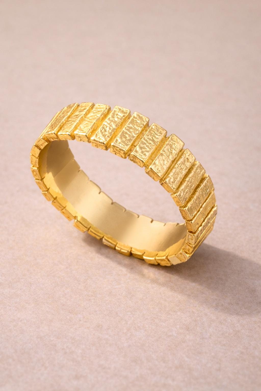 14k Solid Gold Statement Ring Anniversary Band Gift Wife Birthday Valentine Artisan Textured Chunky Yellow Gold Modern