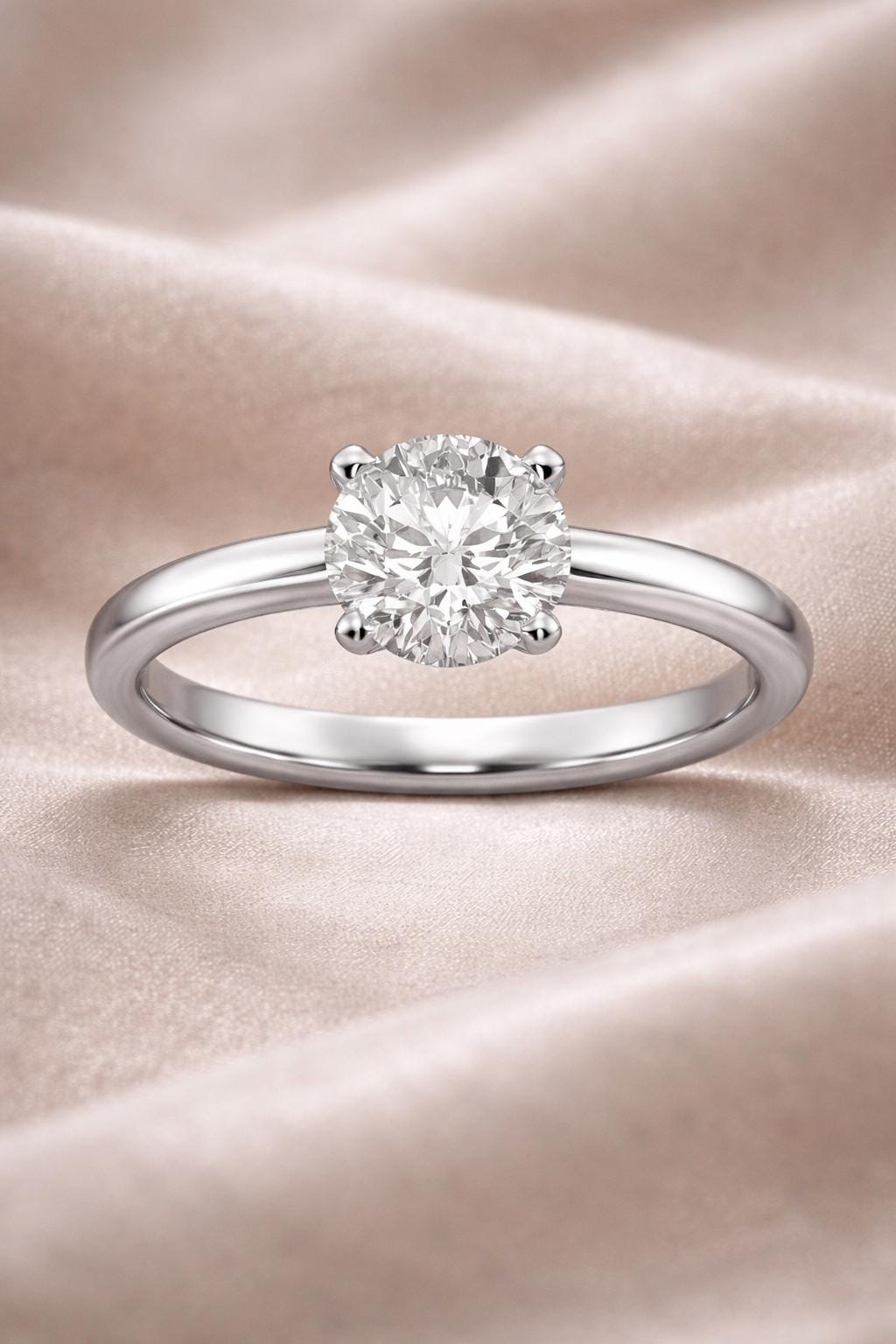 Classic Round Lab Grown Diamond Solitaire Engagement Ring 1ct to 2.5ct Bridal Wedding Minimal Modern