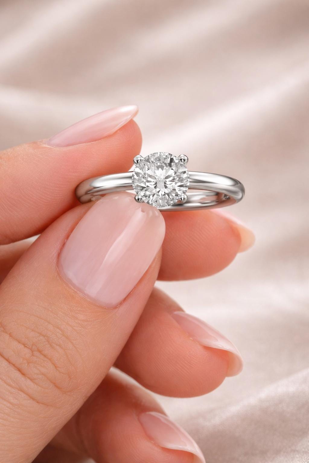 Classic Round Lab Grown Diamond Solitaire Engagement Ring 1ct to 2.5ct Bridal Wedding Minimal Modern