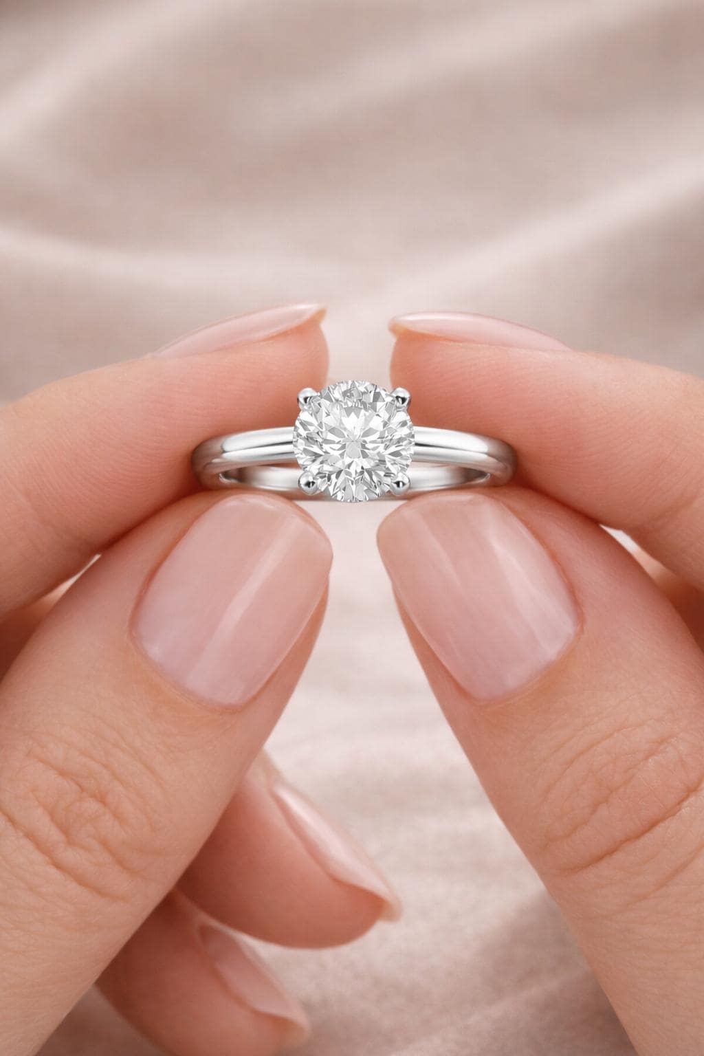 Classic Round Lab Grown Diamond Solitaire Engagement Ring 1ct to 2.5ct Bridal Wedding Minimal Modern