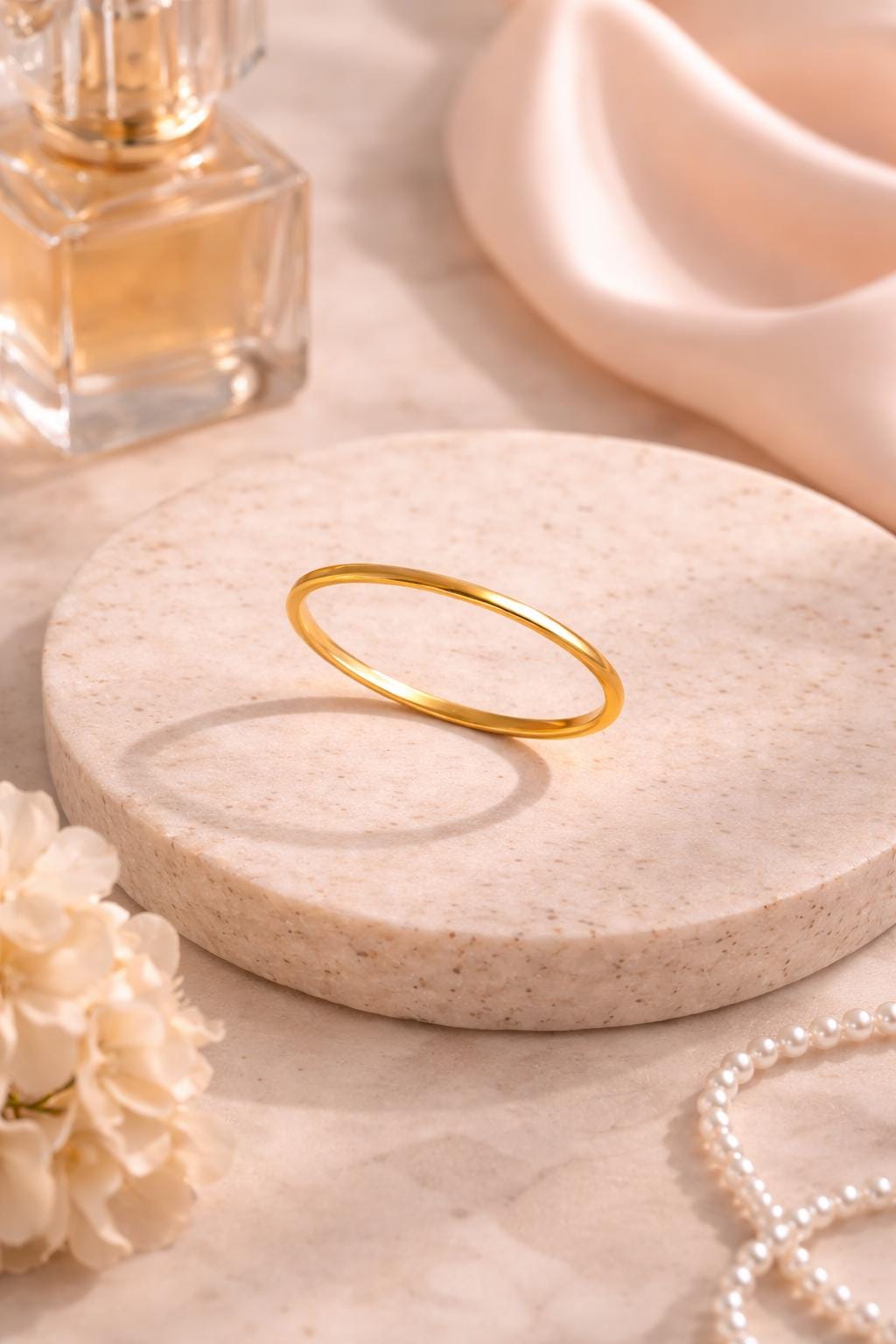 14K Solid Gold Stacking Ring Dainty Minimalist Band Thin Everyday Ring for Women