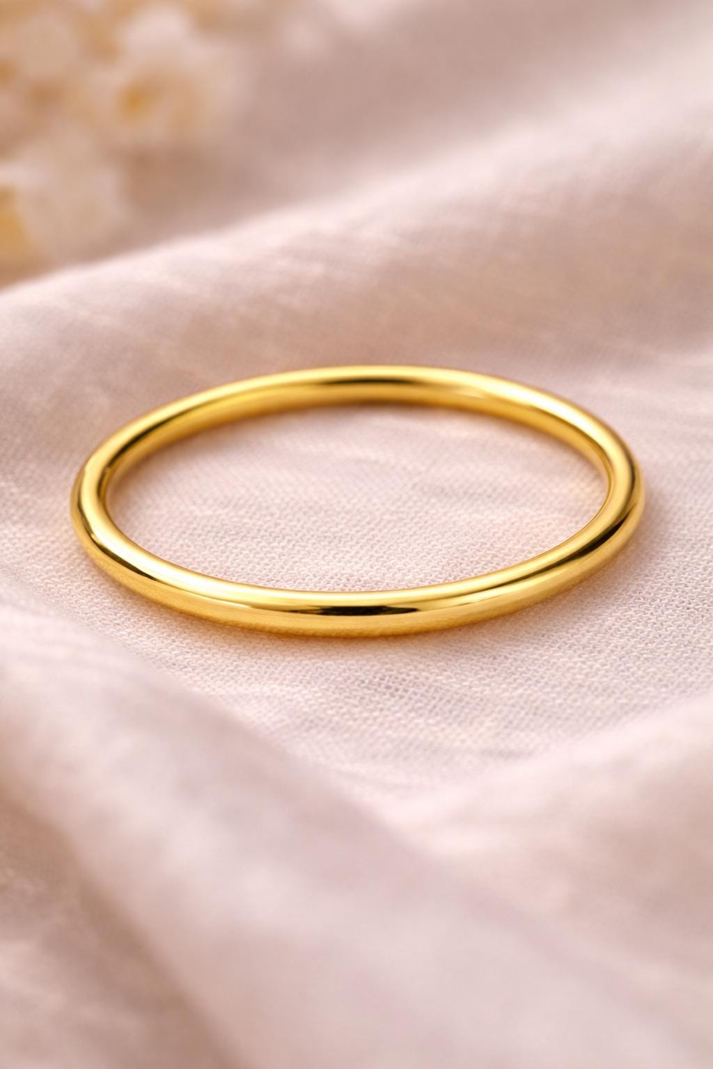 14K Solid Gold Stacking Ring Dainty Minimalist Band Thin Everyday Ring for Women