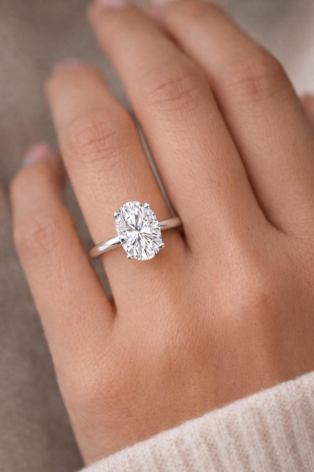 Oval Lab Grown Diamond 1–2.5 CT Solitaire Engagement Ring