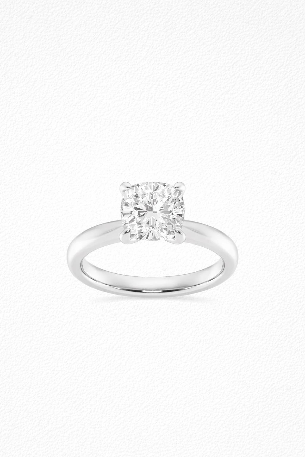 Classic Cushion Lab Grown Diamond Solitaire Engagement Ring 1ct to 2.5ct Bridal Wedding Minimal Modern