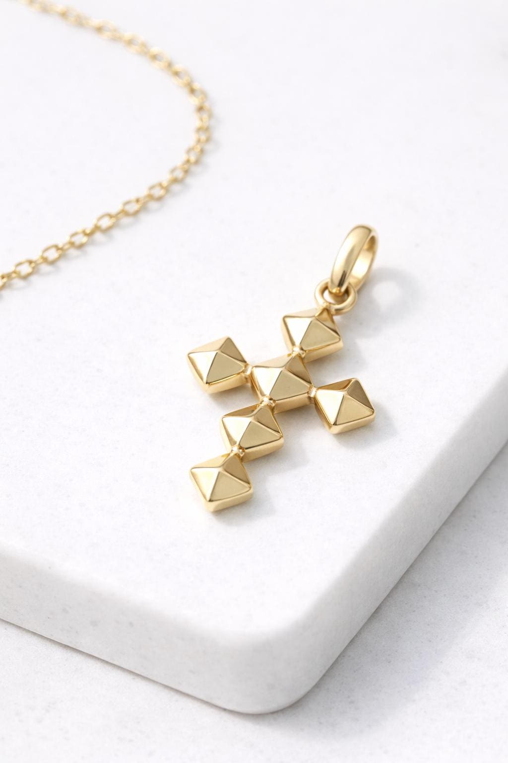 Small Gold Cross Pendant Delicate Religious Jewelry Christian Necklace Charm Faith Gift Minimalist Knife Edge