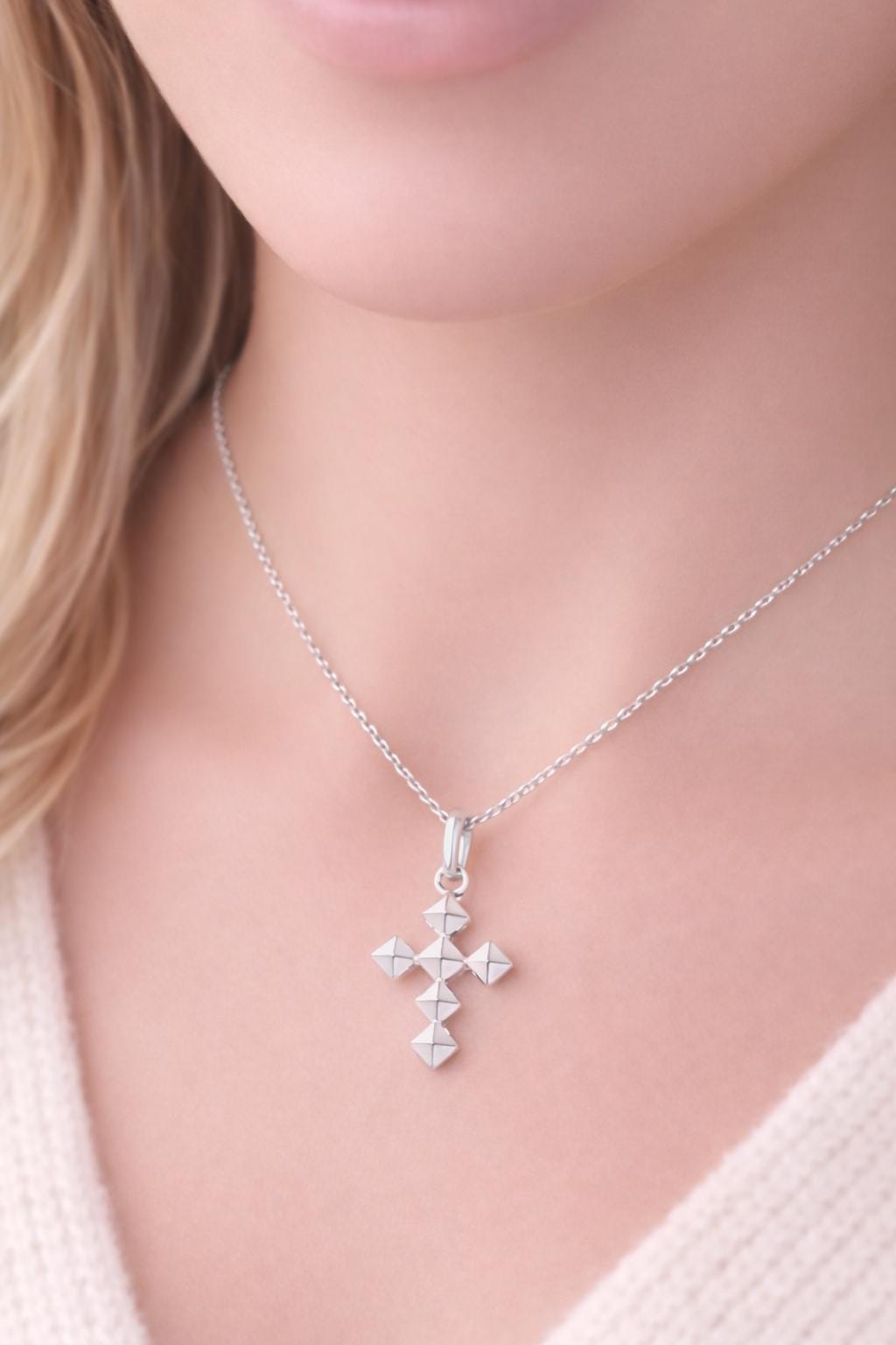 Small Gold Cross Pendant Delicate Religious Jewelry Christian Necklace Charm Faith Gift Minimalist Knife Edge