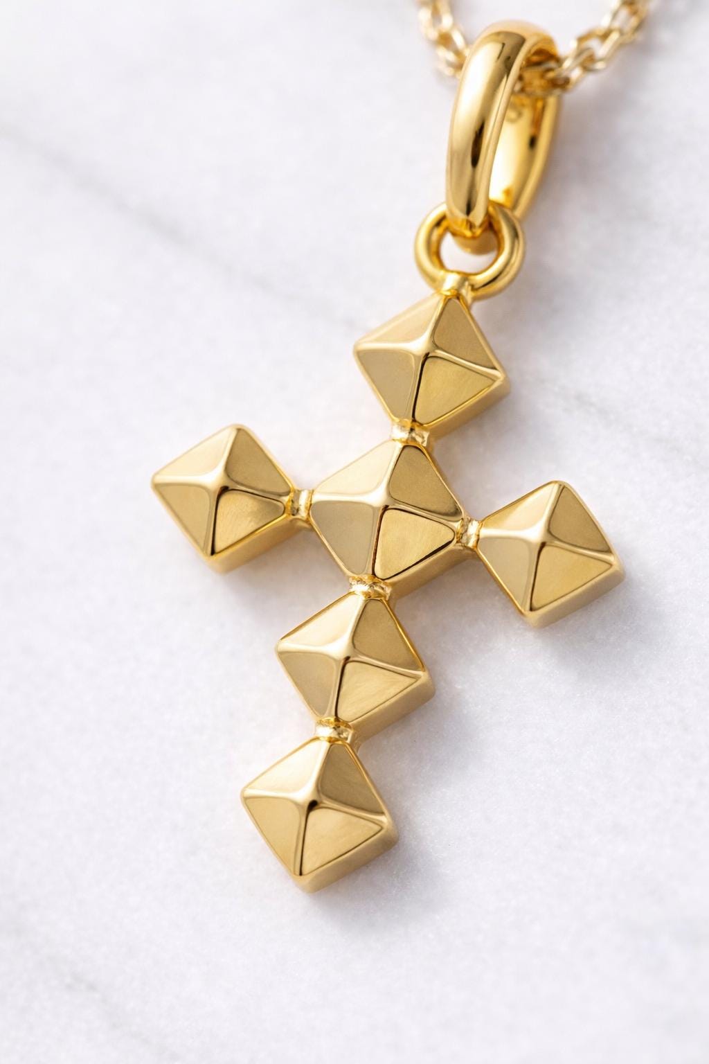 Small Gold Cross Pendant Delicate Religious Jewelry Christian Necklace Charm Faith Gift Minimalist Knife Edge