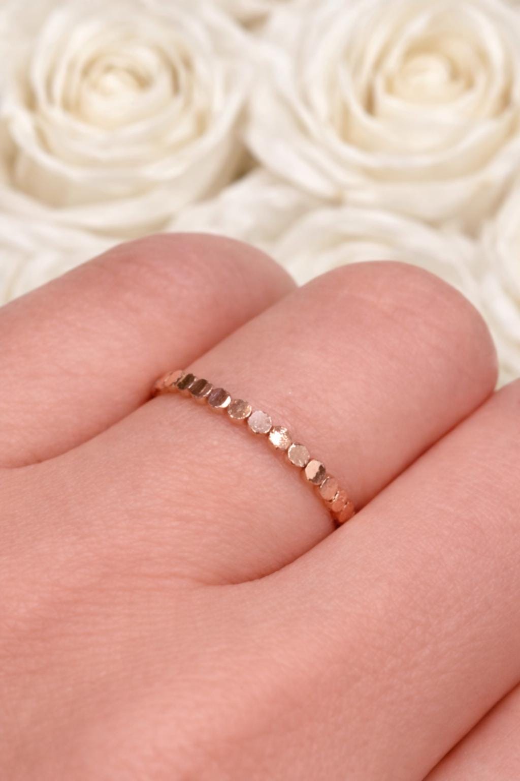 14k Yellow Gold Dotted Ring - Solid Fine Jewelry Band Jewelry