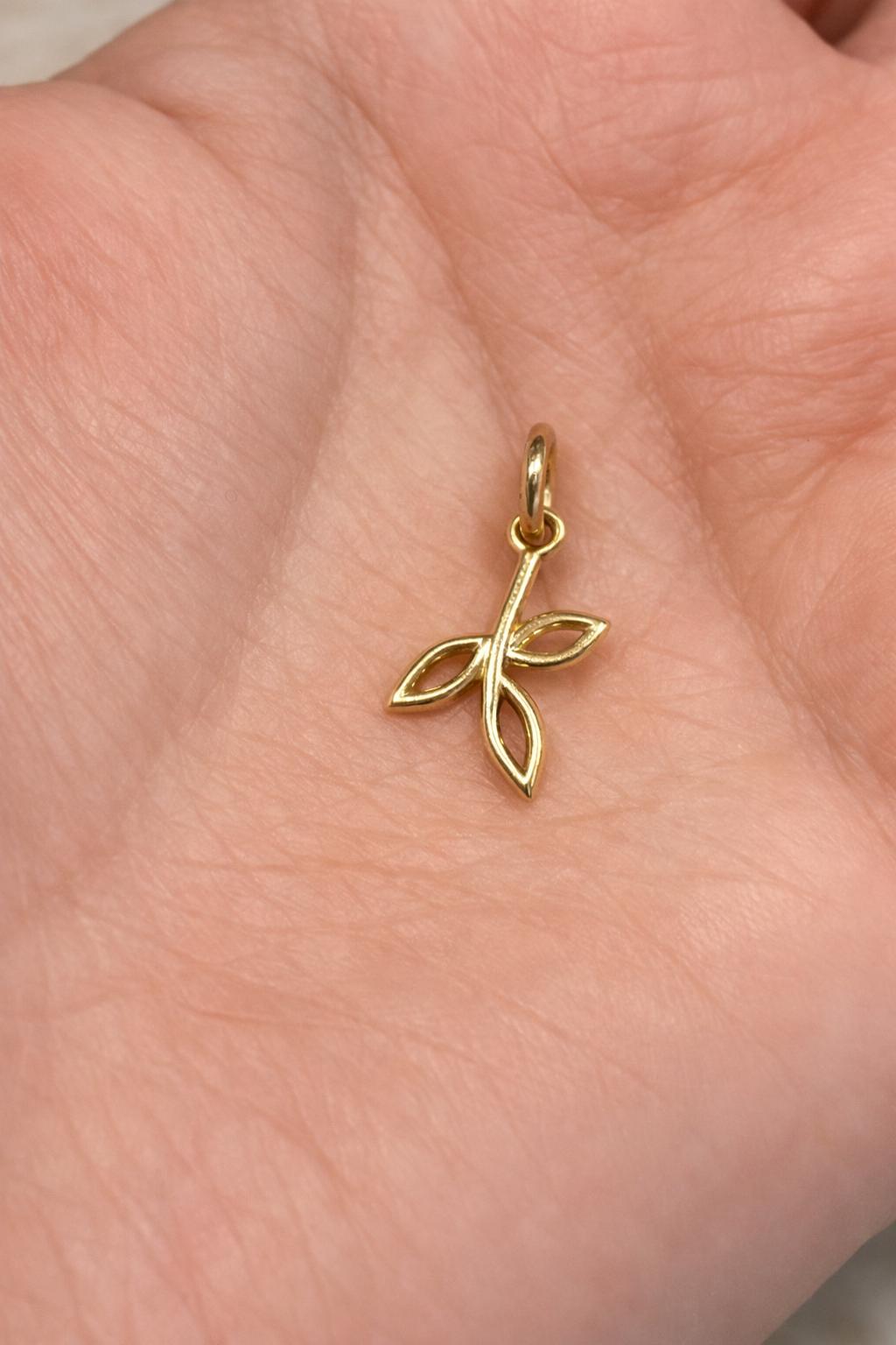 14k Gold Dainty Olive Branch Minimalist Add On Charm Tiny Solid Jewelry Build Your Own Pendant Gift Women