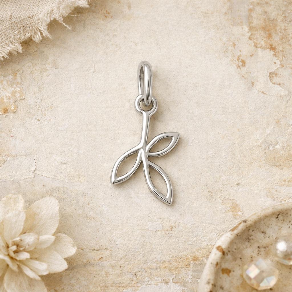 14k Gold Dainty Olive Branch Minimalist Add On Charm Tiny Solid Jewelry Build Your Own Pendant Gift Women