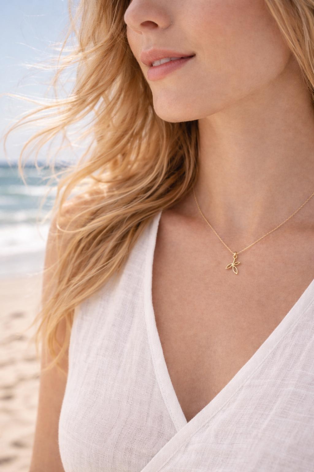 14k Gold Dainty Olive Branch Minimalist Add On Charm Tiny Solid Jewelry Build Your Own Pendant Gift Women
