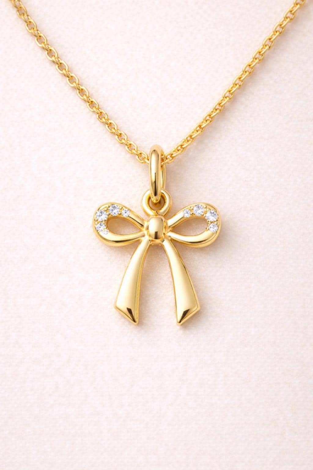 Diamond Bow Pendant Charm 14K Solid Gold Bow Charm Pendant with Diamonds Delicate Minimalist Jewelry Women Layering Necklace Gift