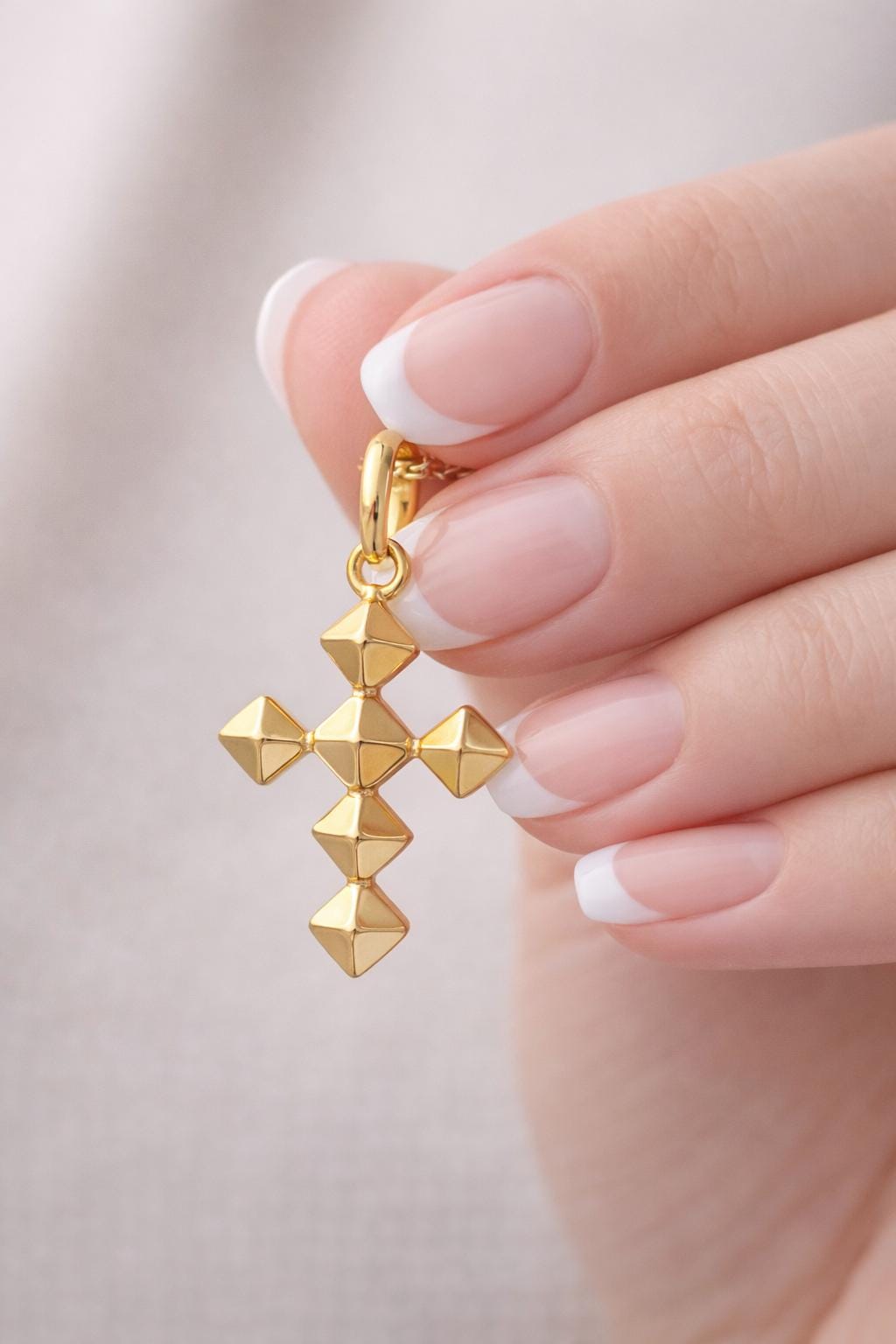 Small Gold Cross Pendant Delicate Religious Jewelry Christian Necklace Charm Faith Gift Minimalist Knife Edge