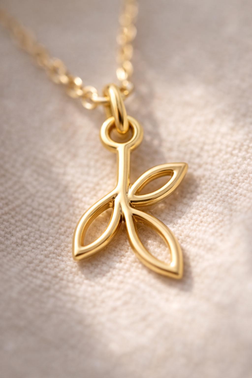 14k Gold Dainty Olive Branch Minimalist Add On Charm Tiny Solid Jewelry Build Your Own Pendant Gift Women
