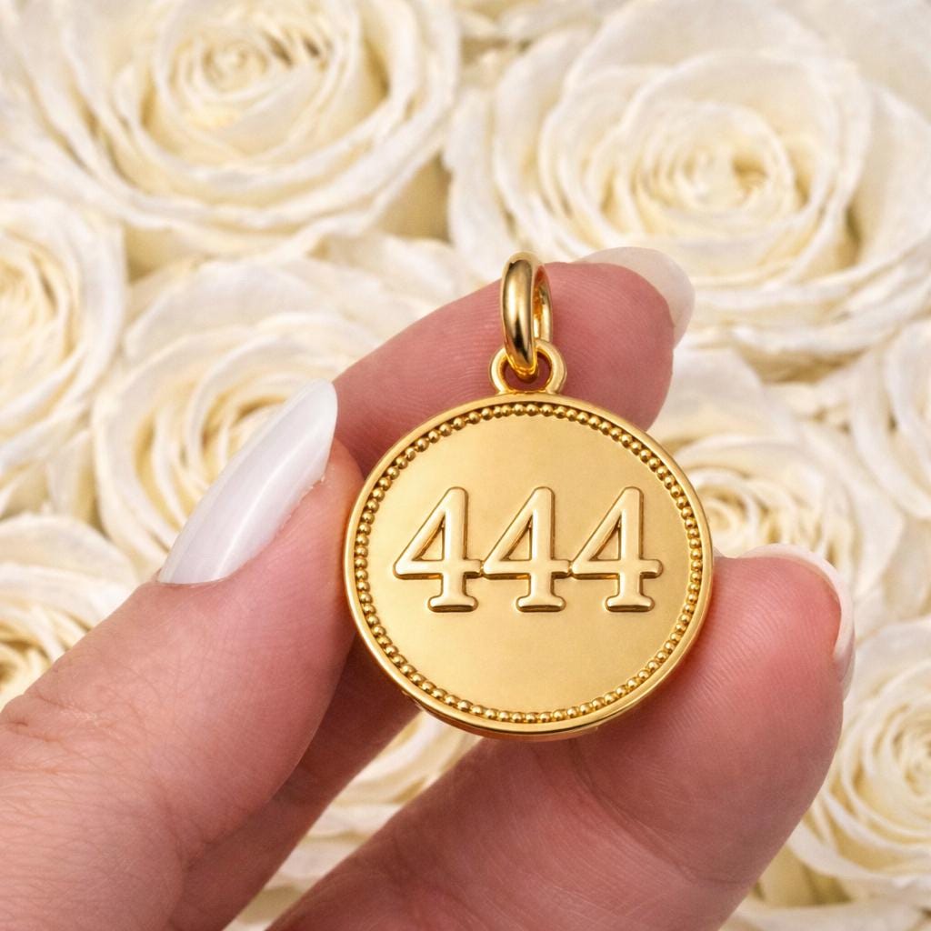 Angel Number 444 Coin Pendant Spiritual Jewelry Necklace Guardian Protection Amulet Charm Gift Numerology Talisman