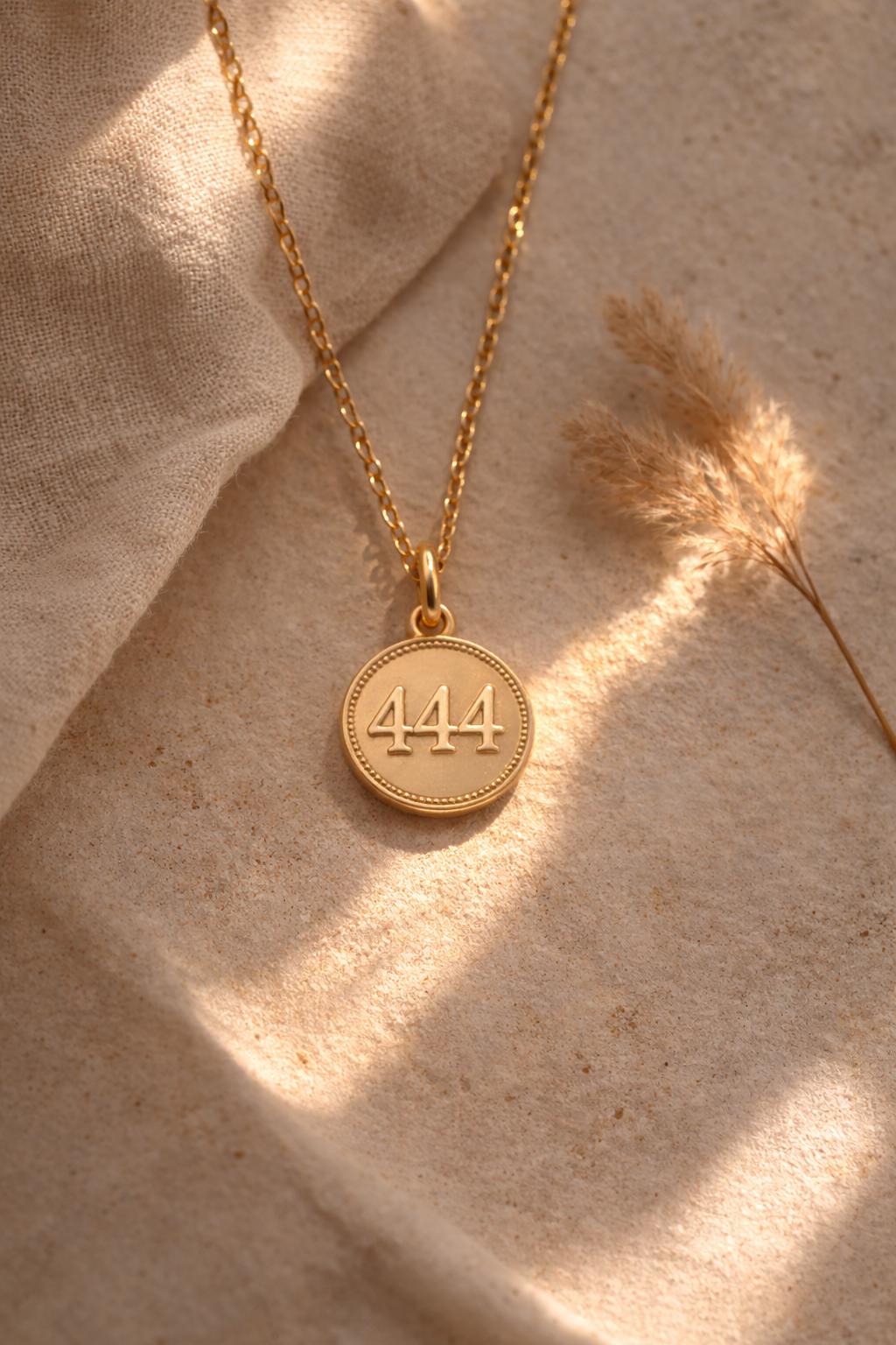 Angel Number 444 Coin Pendant Spiritual Jewelry Necklace Guardian Protection Amulet Charm Gift Numerology Talisman