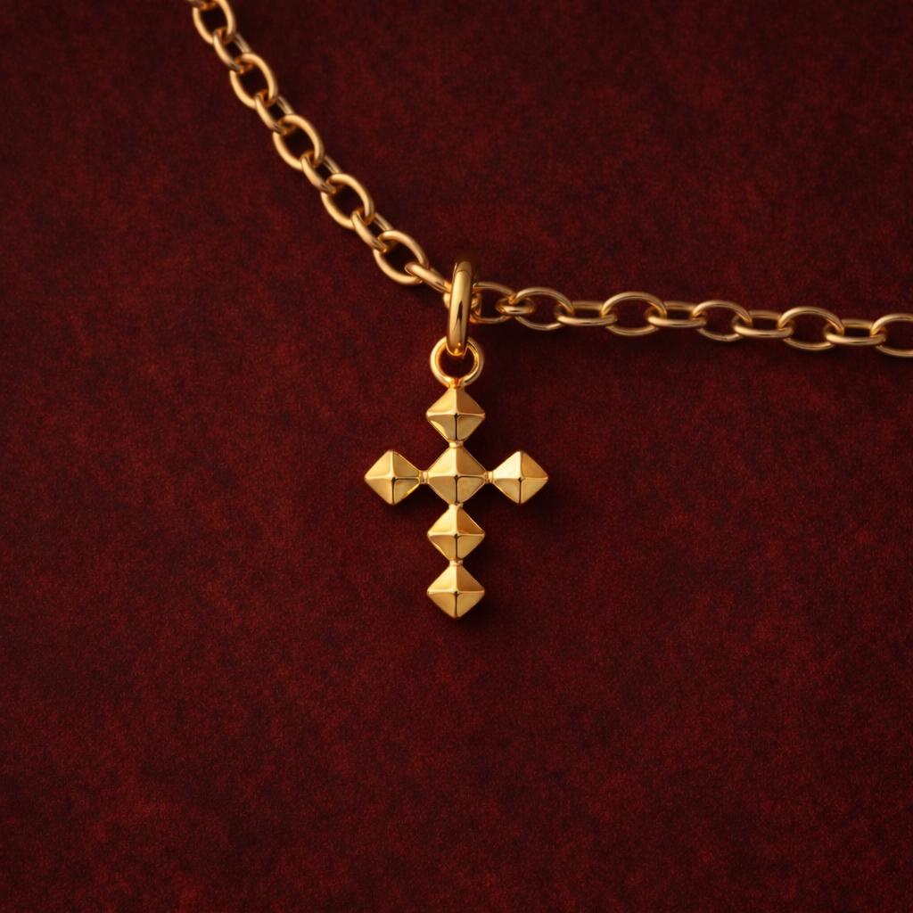 Small Gold Cross Pendant Delicate Religious Jewelry Christian Necklace Charm Faith Gift Minimalist Knife Edge