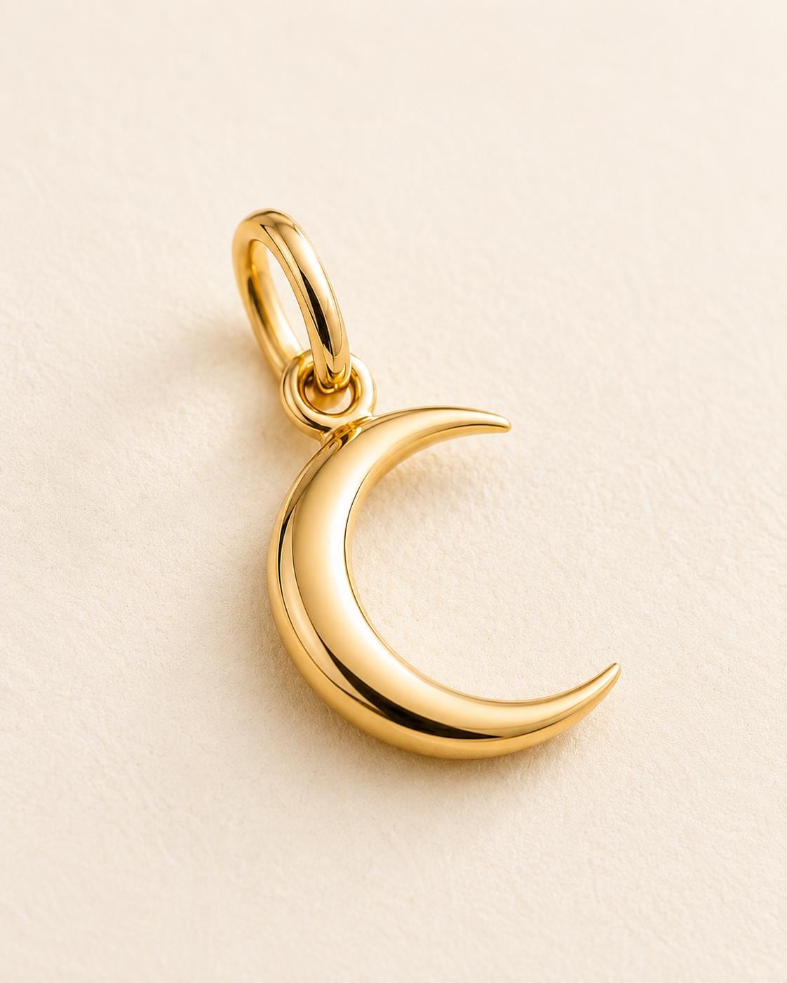 Crescent Moon Charms 14K Gold Dainty Minimalist pendant Tiny Solid Gold Jewelry