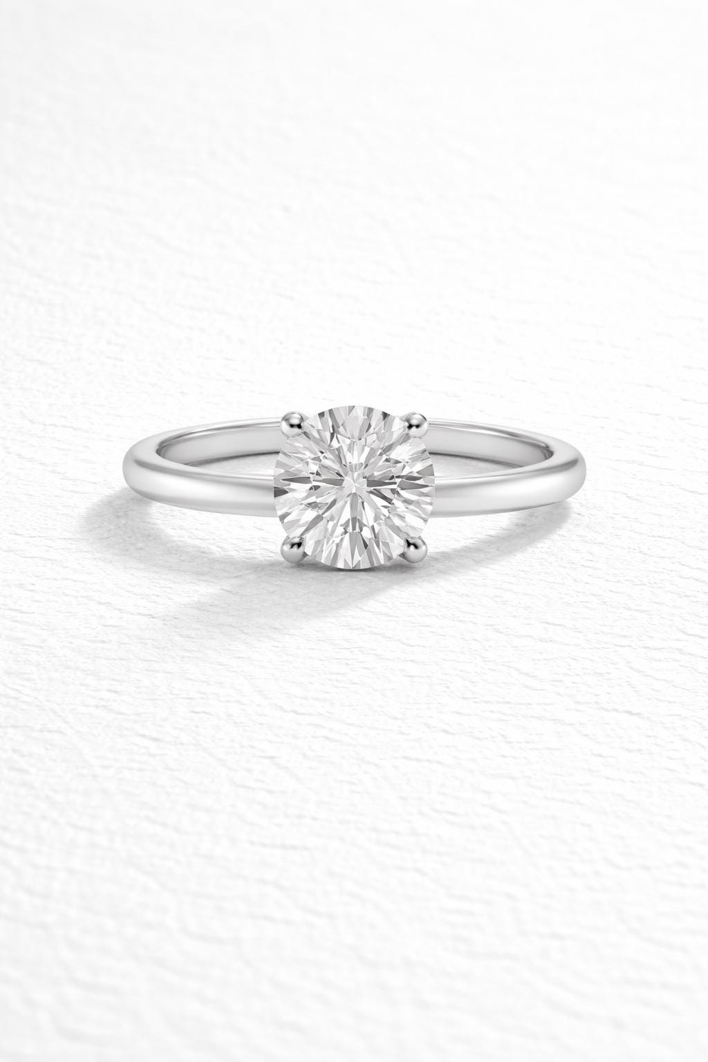 Classic Round Lab Grown Diamond Solitaire Engagement Ring 1ct to 2.5ct Bridal Wedding Minimal Modern