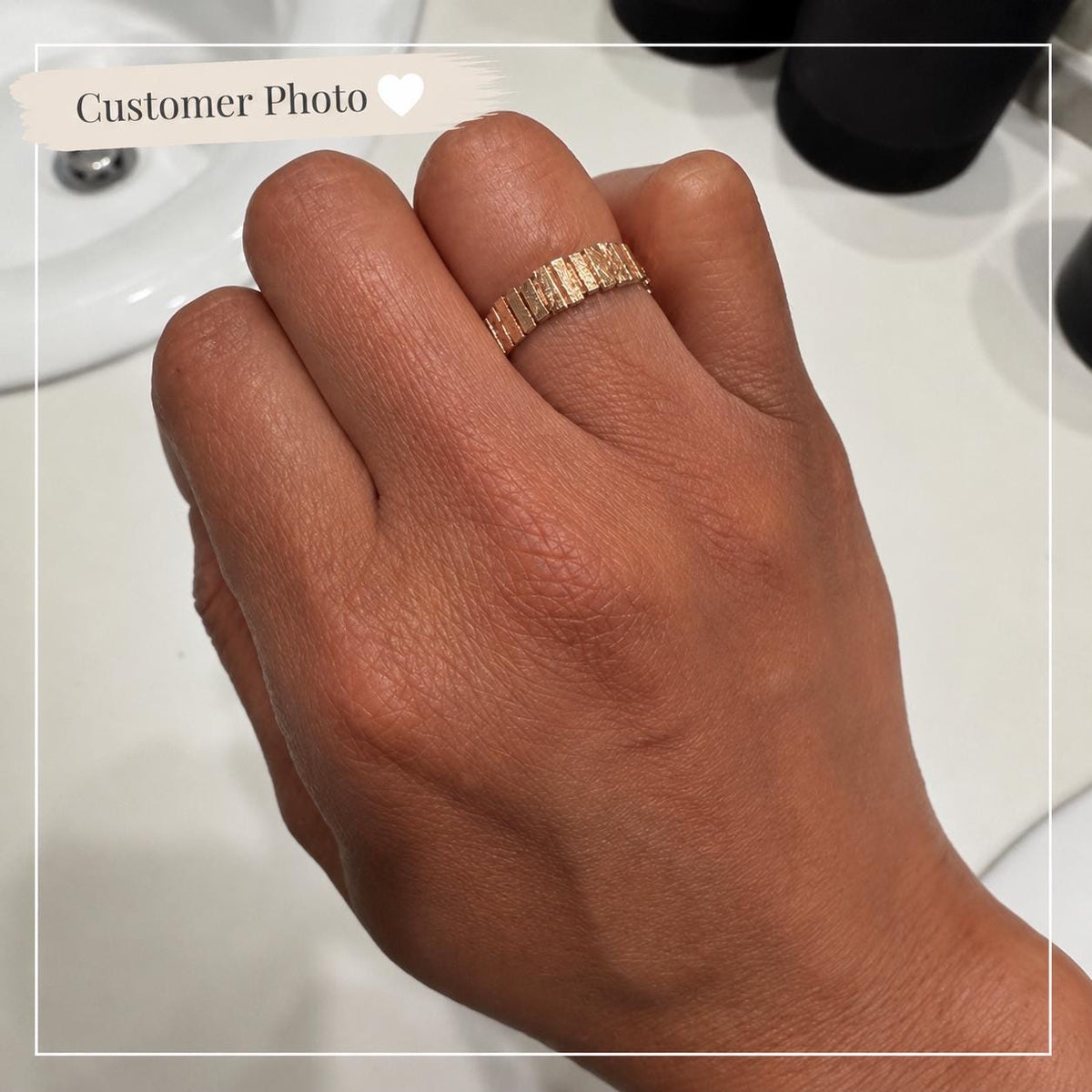 14k Solid Gold Statement Ring Anniversary Band Gift Wife Birthday Valentine Artisan Textured Chunky Yellow Gold Modern