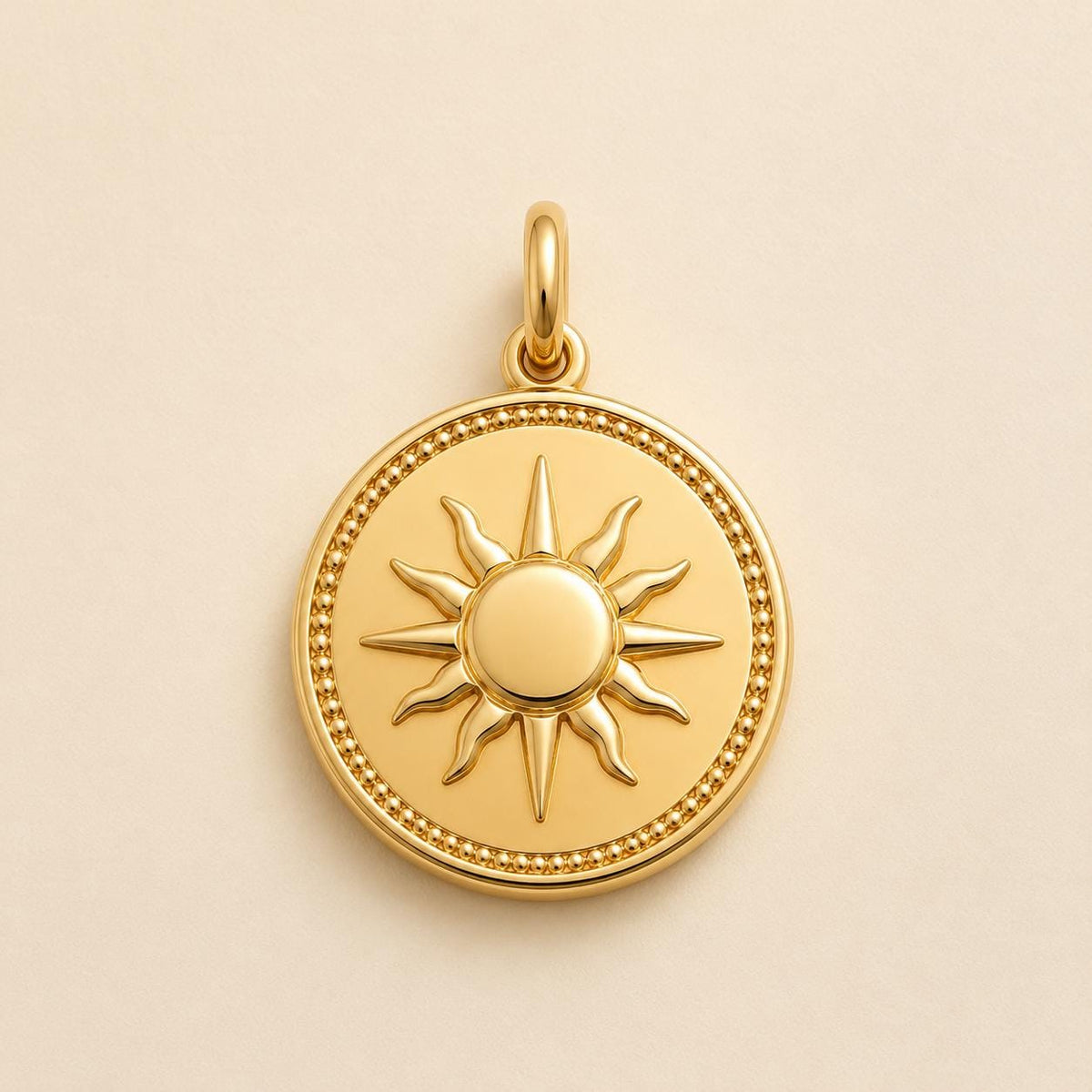 Sun coin Medallion Pendant 14K Solid Gold Sun Pendant Celestial Coin Necklace Minimalist Gold Medallion Handmade Fine Jewelry