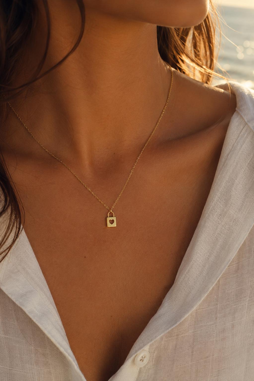 14k Gold Heart Lock Charm Pendant Birthday Anniversary Gift for Her Mom Wife Daughter