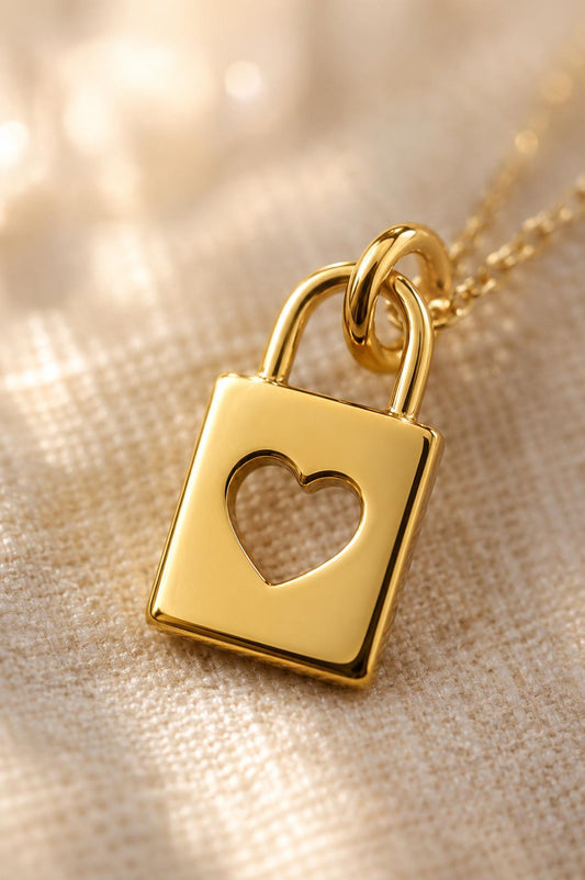 14k Gold Heart Lock Charm Pendant Birthday Anniversary Gift for Her Mom Wife Daughter