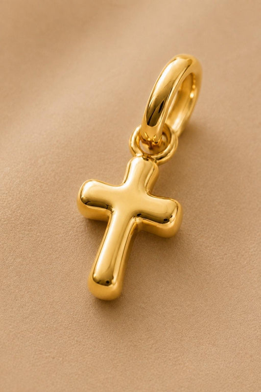 Dainty Cross Pendant Necklace Solid 14K Gold & 925 Sterling Silver Minimalist Handmade Jewelry Gift