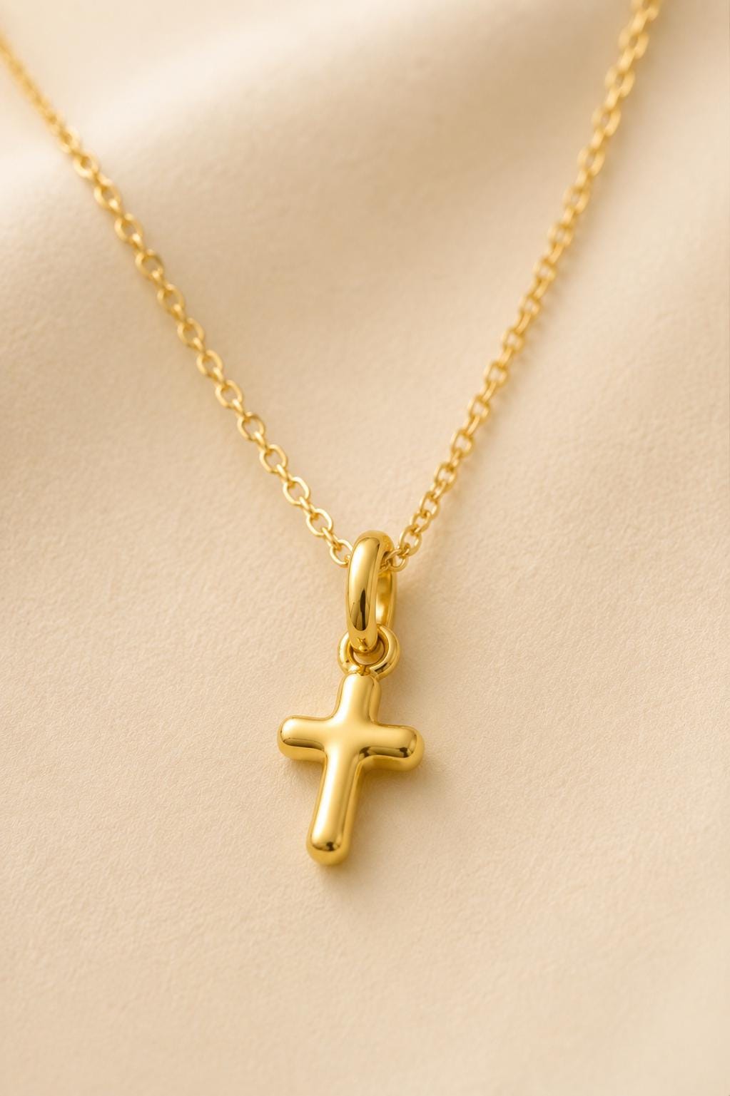 Dainty Cross Pendant Necklace Solid 14K Gold & 925 Sterling Silver Minimalist Handmade Jewelry Gift
